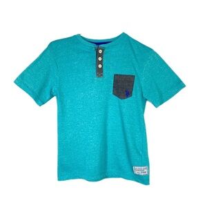 U.S. Polo Assn. Boys Turquoise Pocket Front Henley Tee